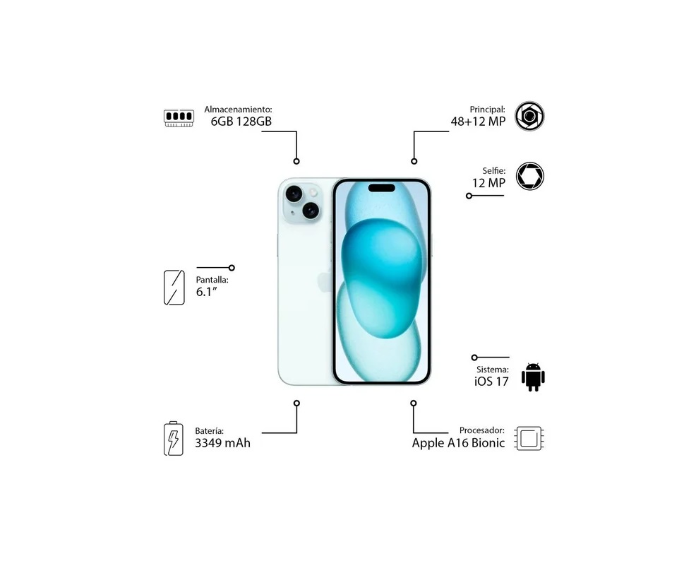 Iphone 15 128Gb Color Azul Nuevo Libre