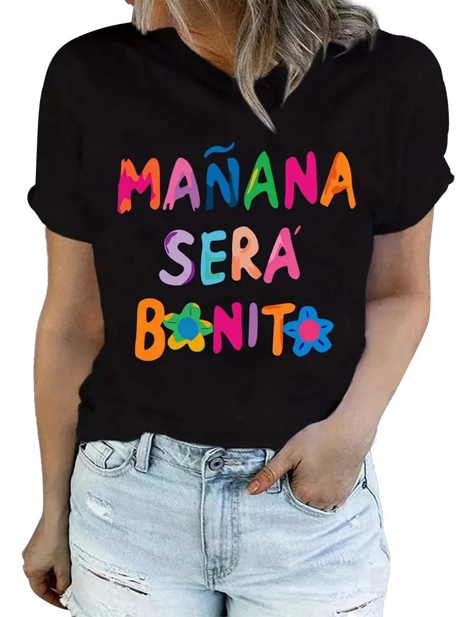 Playera Para Mujeres Casual Moda Letras Camiseta Ropa Dama