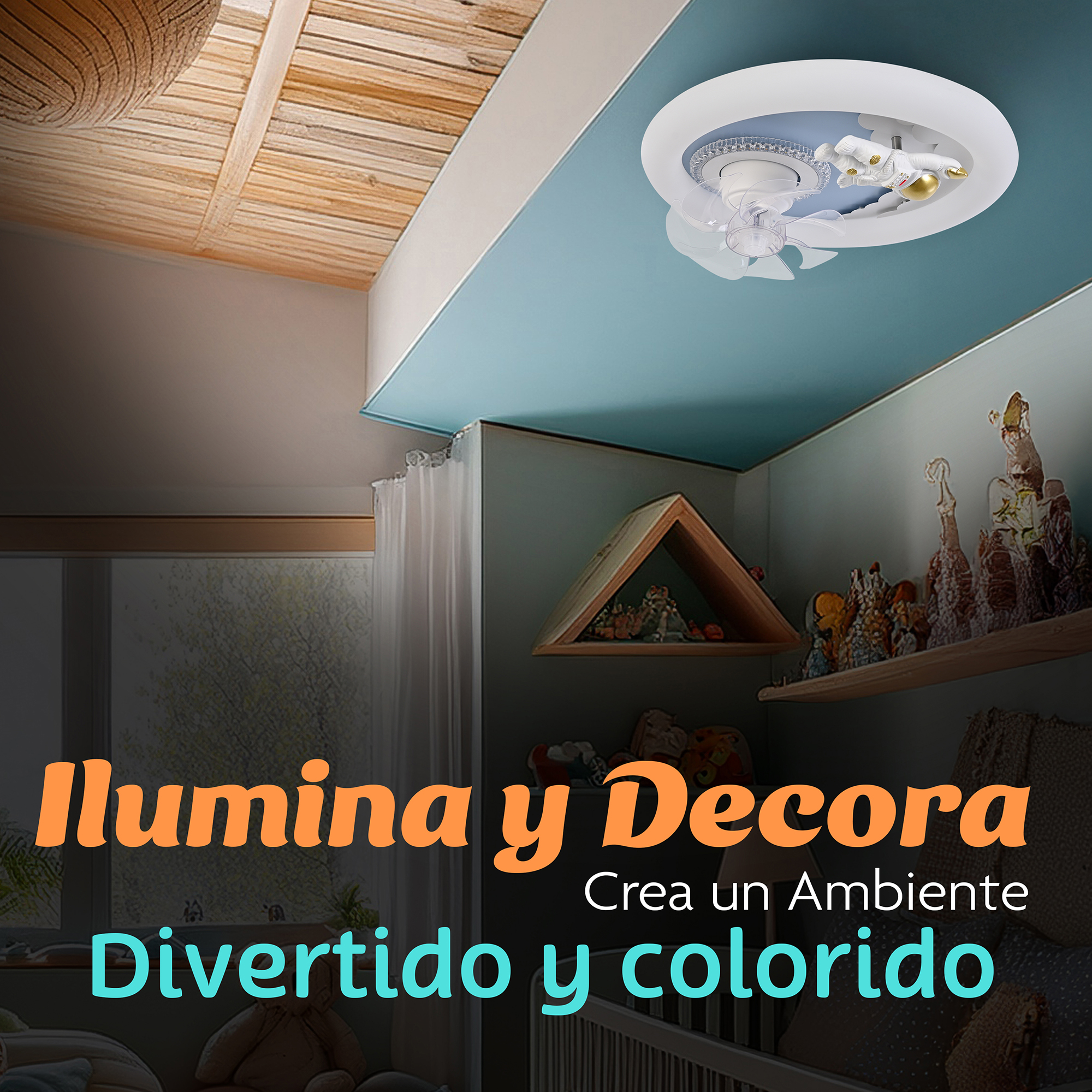 Lampara de techo infantil con ventilador