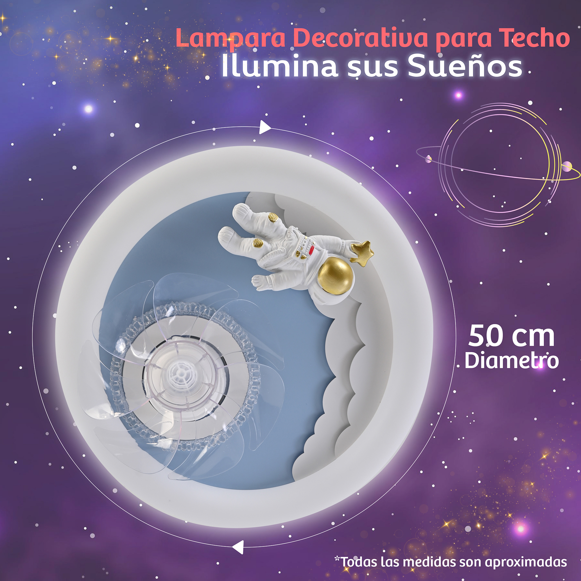 Lampara de techo infantil con ventilador