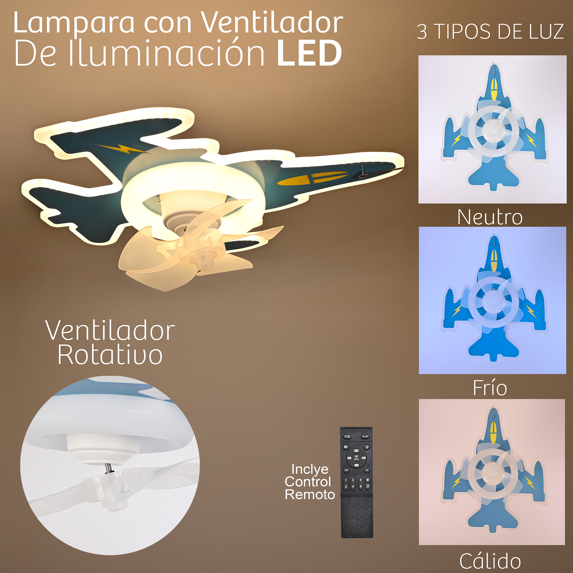 Lampara De Techo Infantil Avion