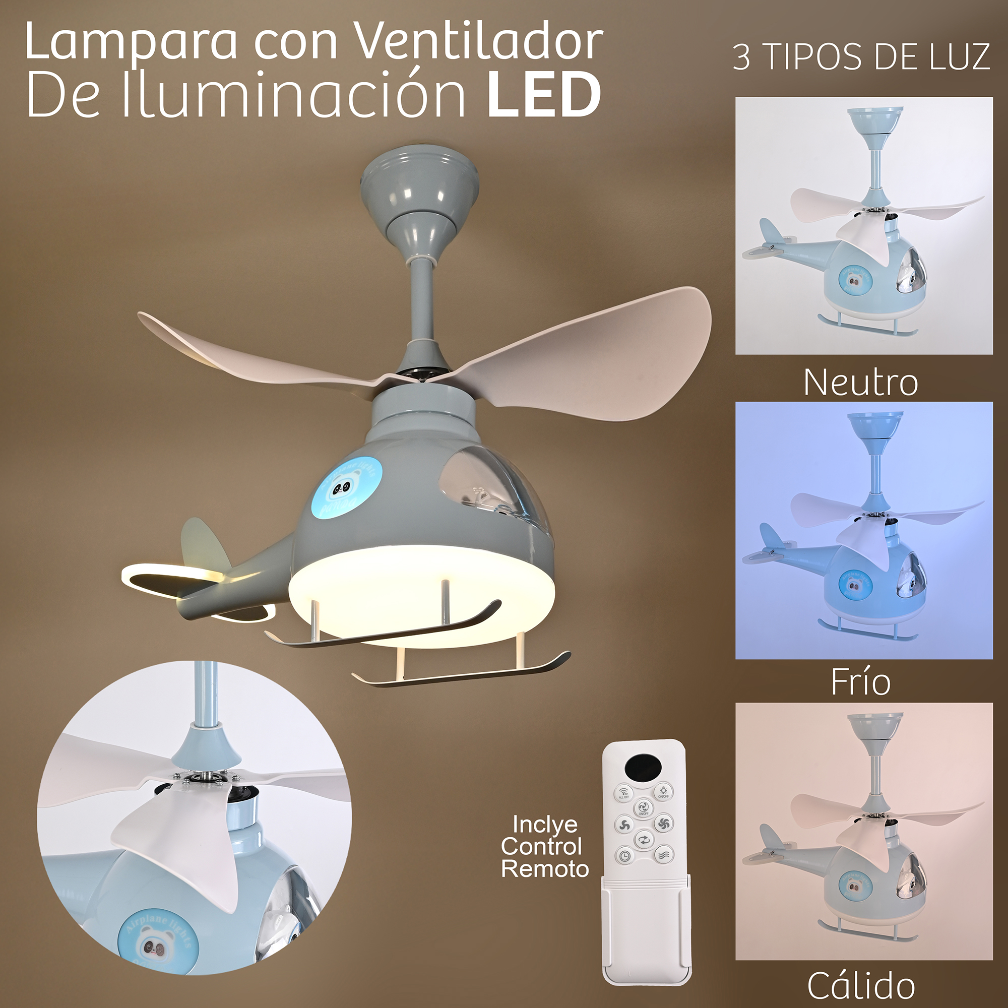 Lampara Infantil Helicoptero azul