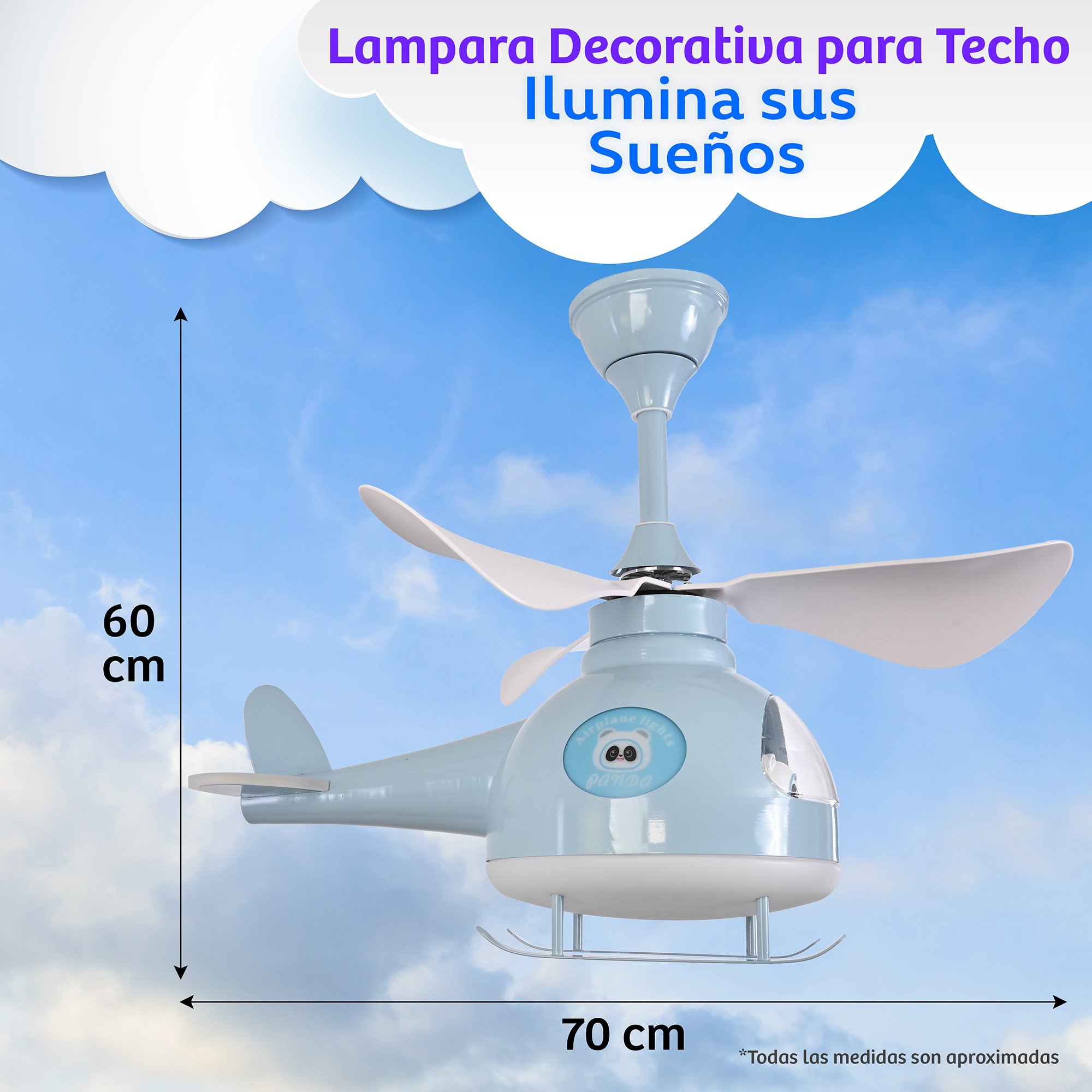 Lampara Infantil Helicoptero azul