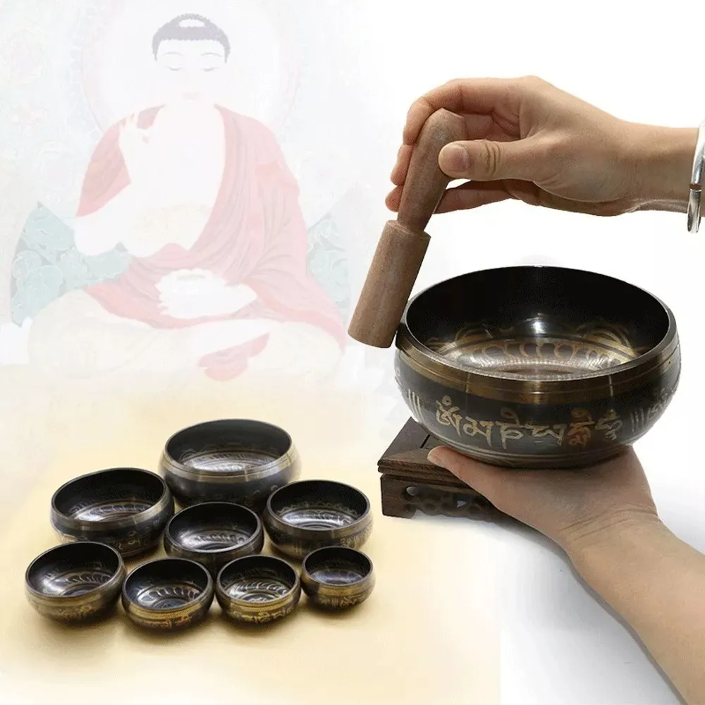 Juego De Cuenco Tibetano 7 Metales Para Yoga Y Meditación