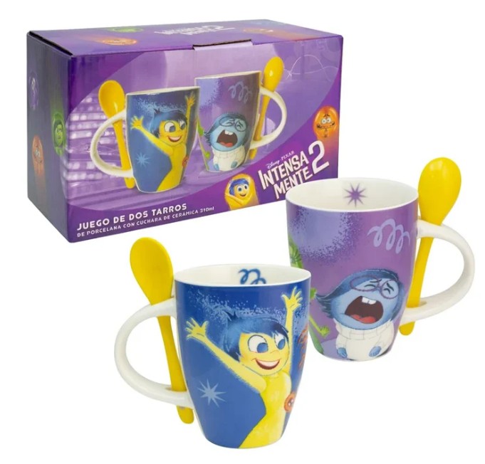 Set 2 Tazas Inmensamente con cuchara de Porcelana Capacidad 310 ML