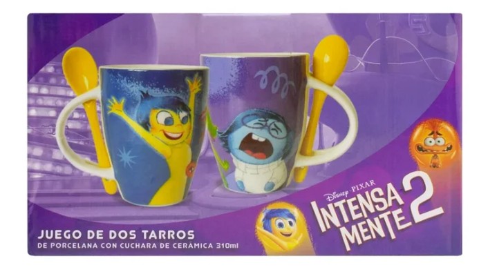 Set 2 Tazas Inmensamente con cuchara de Porcelana Capacidad 310 ML