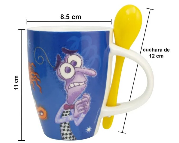Set 2 Tazas Inmensamente con cuchara de Porcelana Capacidad 310 ML