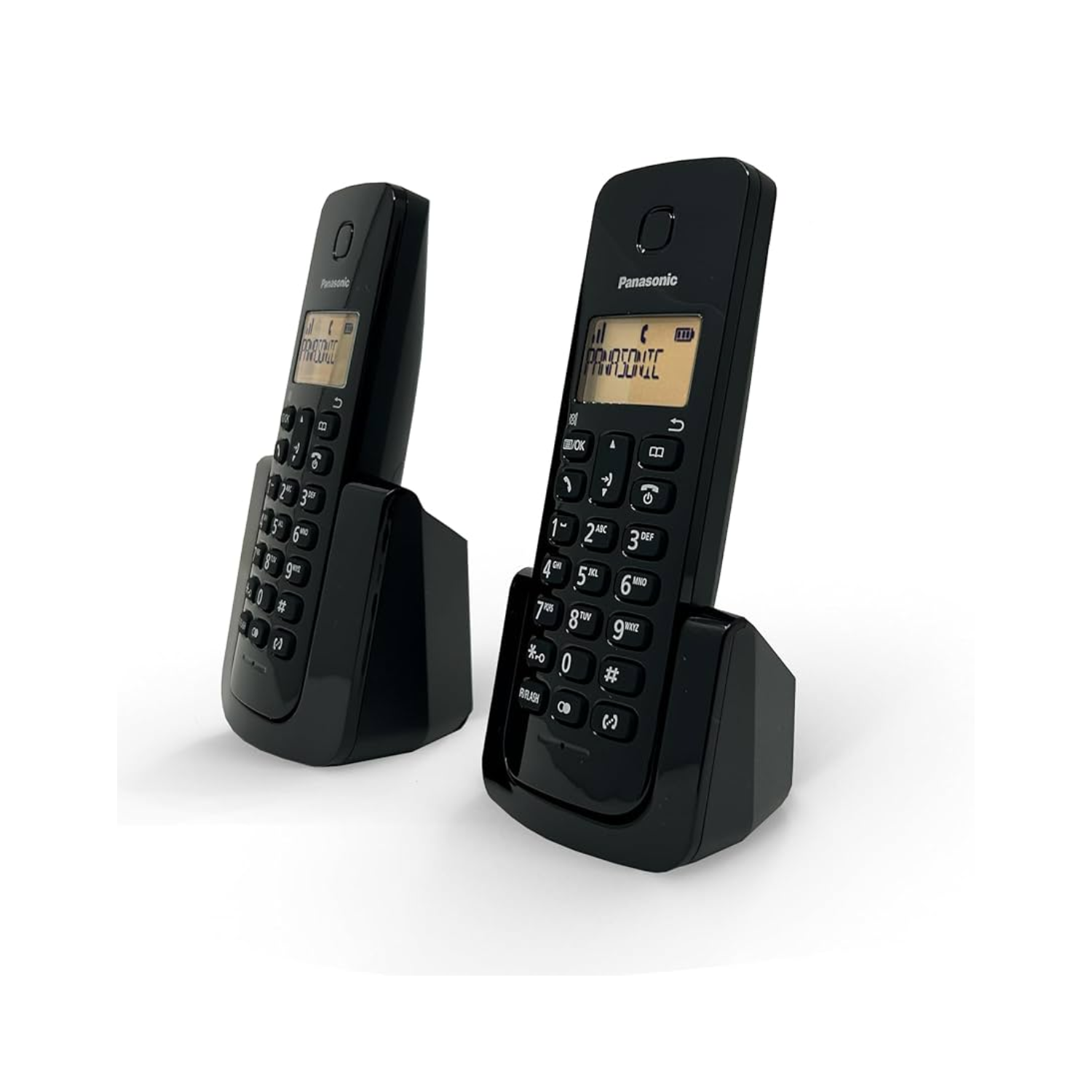 Teléfono Inalámbrico Panasonic modelo KX-TGB112MEB color negro con 2 auriculares
