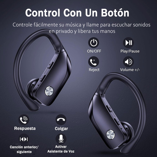 Audífonos Inalambricos BMANI T16 Auricular Dentro De Oído Con pantalla digital 48 Horas Movimiento Cómodo Sport Negro