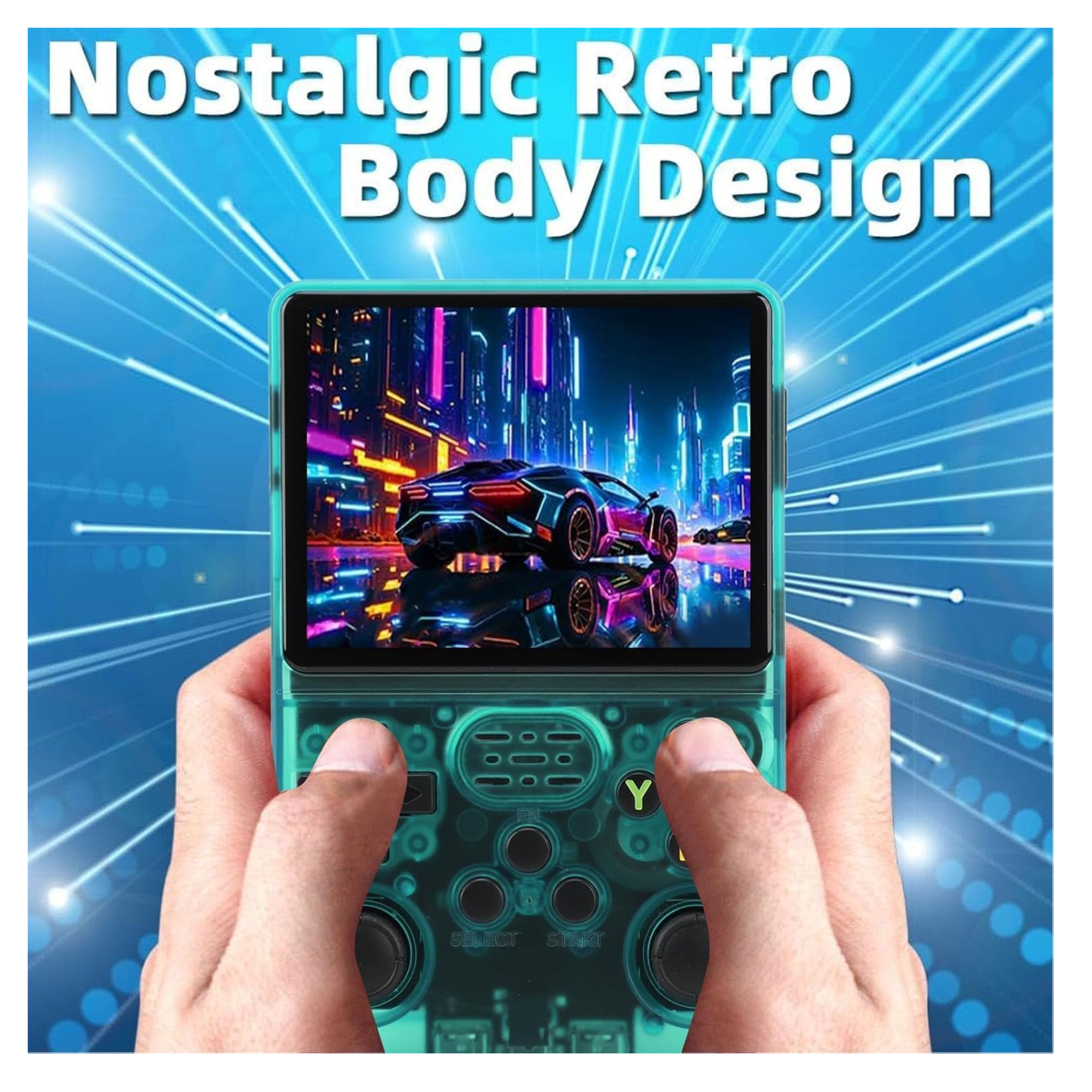 Consola de Videojuegos Retro Portátil R36S Pantalla 3.5", IPS, Sistema de Emulación Pre-Instalado 64GB+15,000 Juegos Clásicos de Mano Retro Handheld Game Console (Verde)