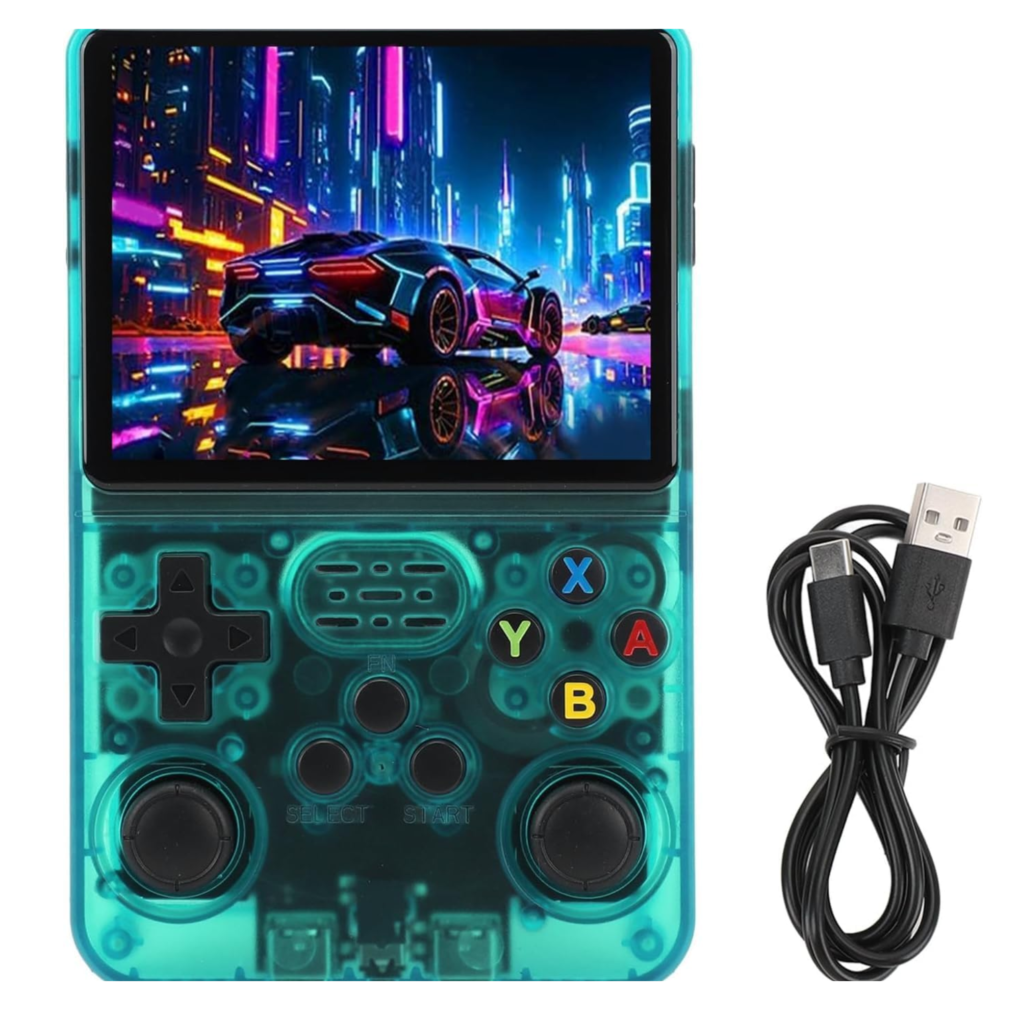 Consola de Videojuegos Retro Portátil R36S Pantalla 3.5", IPS, Sistema de Emulación Pre-Instalado 64GB+15,000 Juegos Clásicos de Mano Retro Handheld Game Console (Verde)