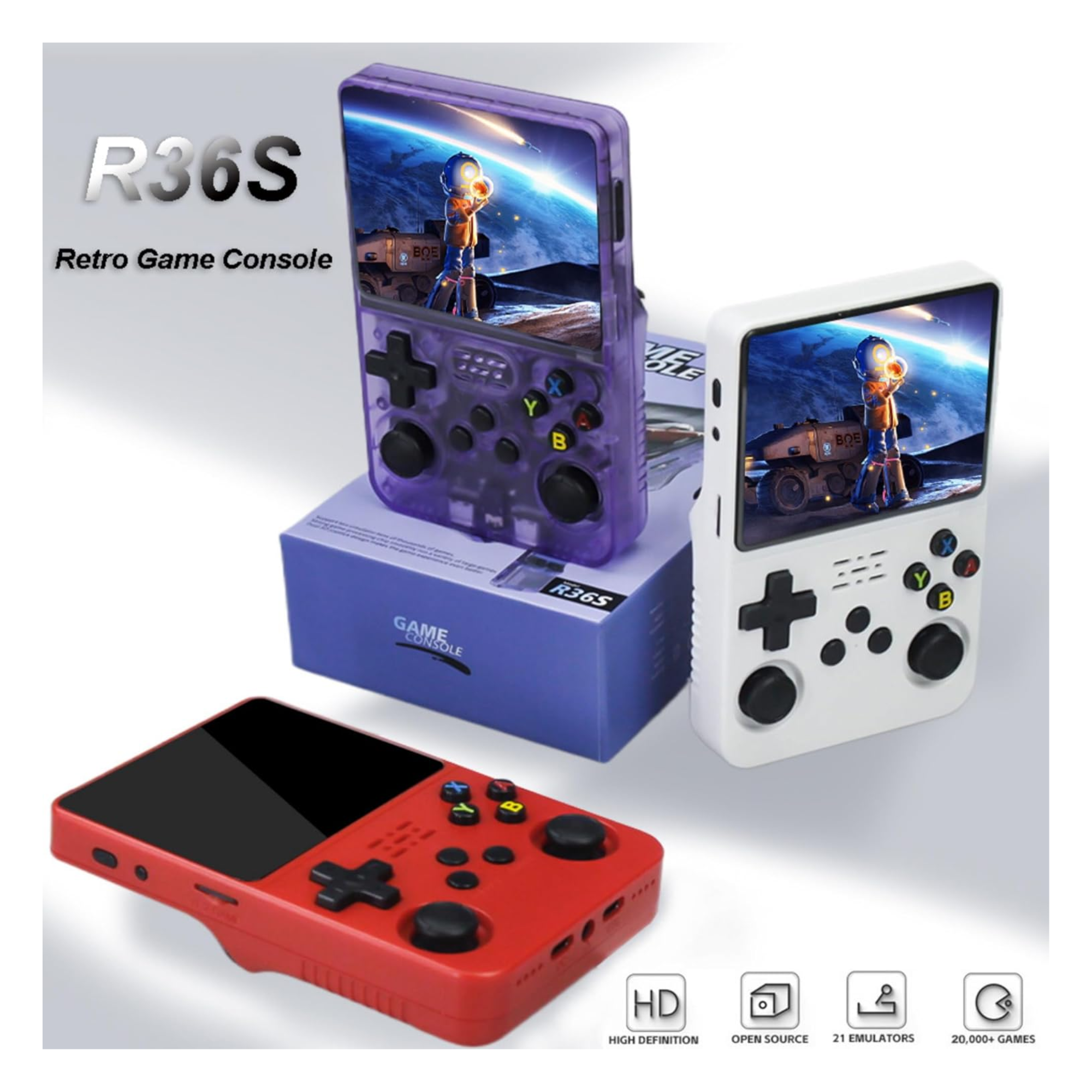 Consola de Videojuegos Retro Portátil R36S Pantalla 3.5", IPS, Sistema de Emulación Pre-Instalado 64GB+15,000 Juegos Clásicos de Mano Retro Handheld Game Console (Verde)