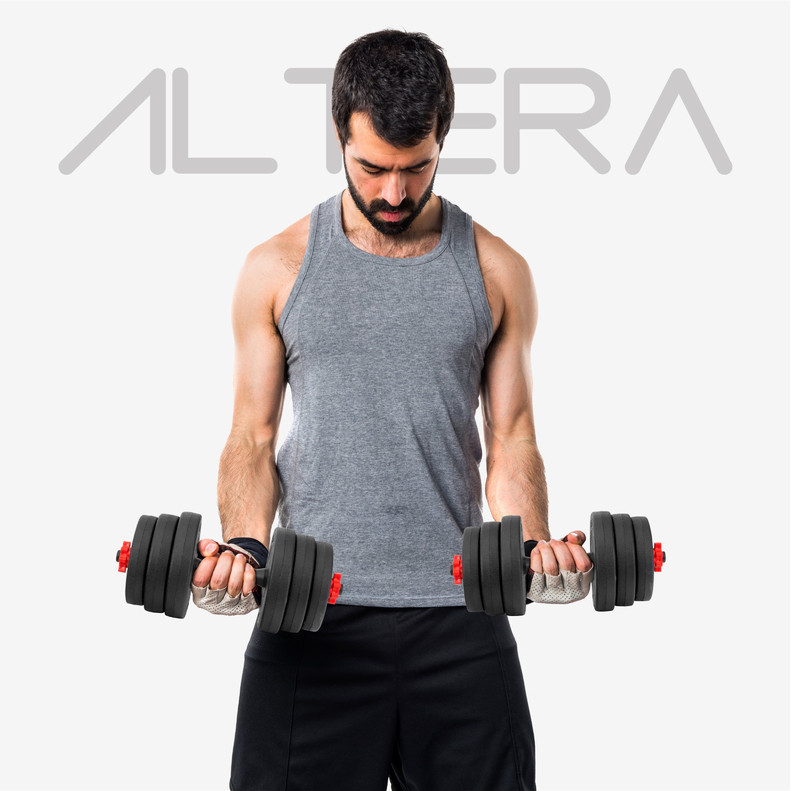 Set Mancuernas Altera Barra Ajustable 20kg Pesa Rusa Discos color Rojo