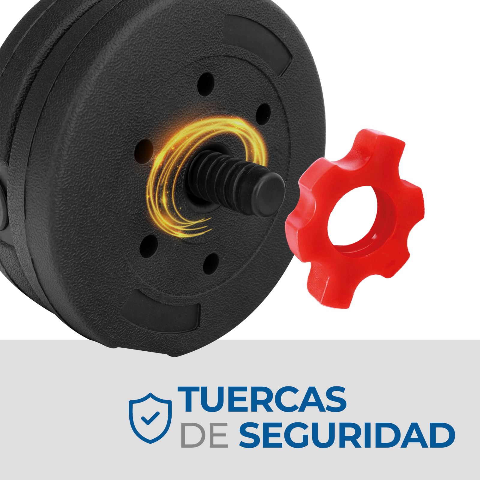 Set Mancuernas Altera Barra Ajustable 20kg Pesa Rusa Discos color Rojo