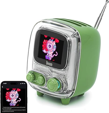 Divoom Tiivoo-2 Pixel Art Altavoz BT portátil Pantalla LED Verde