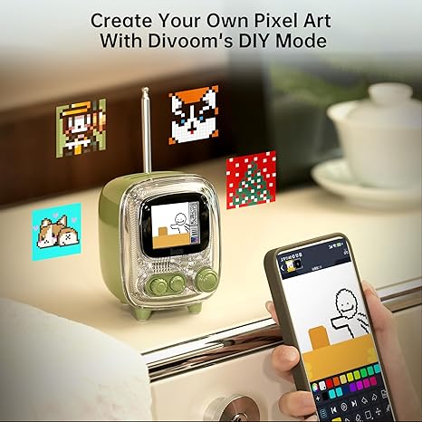 Divoom Tiivoo-2 Pixel Art Altavoz BT portátil Pantalla LED Verde