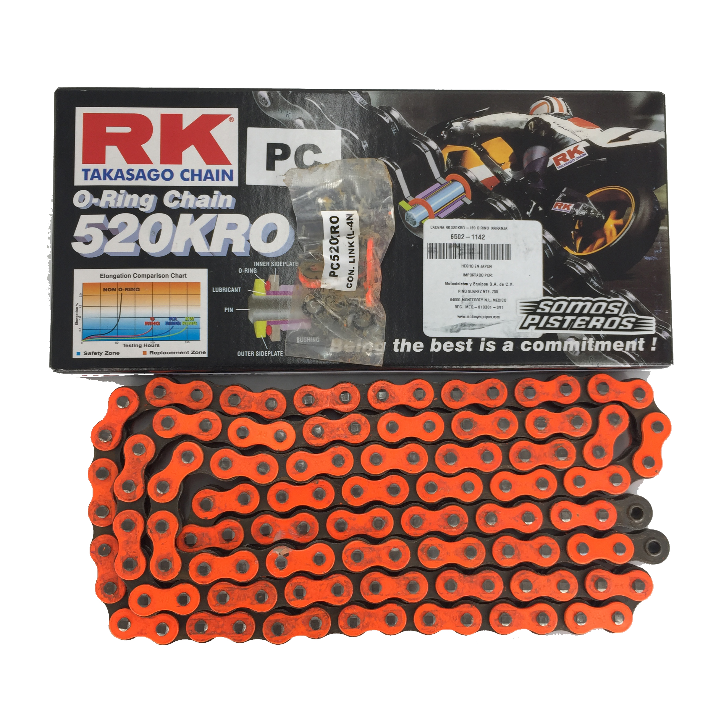 Cadena 520 Rk 120 Japon Naranja O Ring Ktm Duke 200 390 Rc