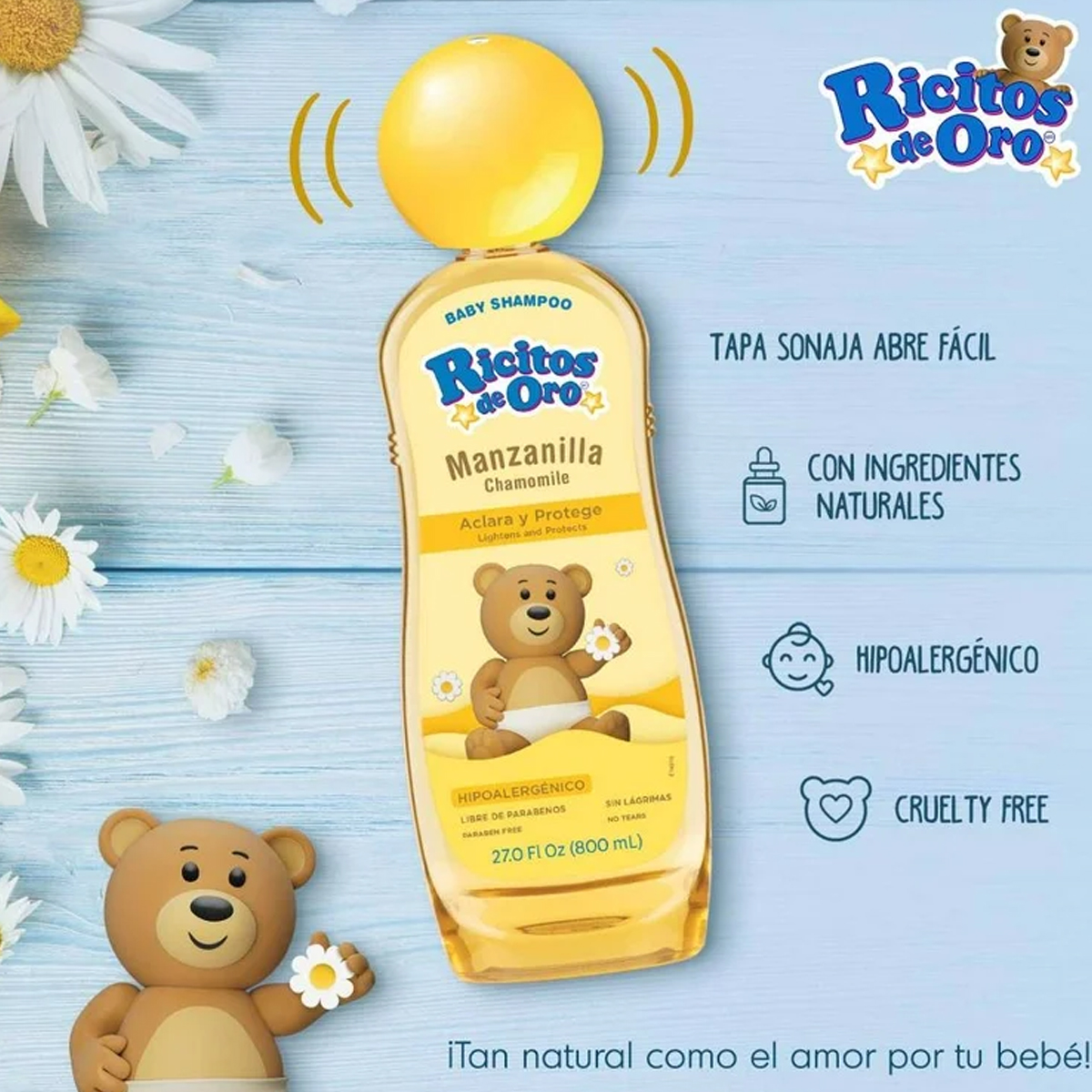 Shampoo Hipoalergénico Ricitos De Oro Manzanilla 800ml