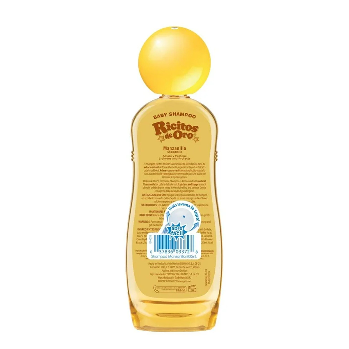 Shampoo Hipoalergénico Ricitos De Oro Manzanilla 800ml