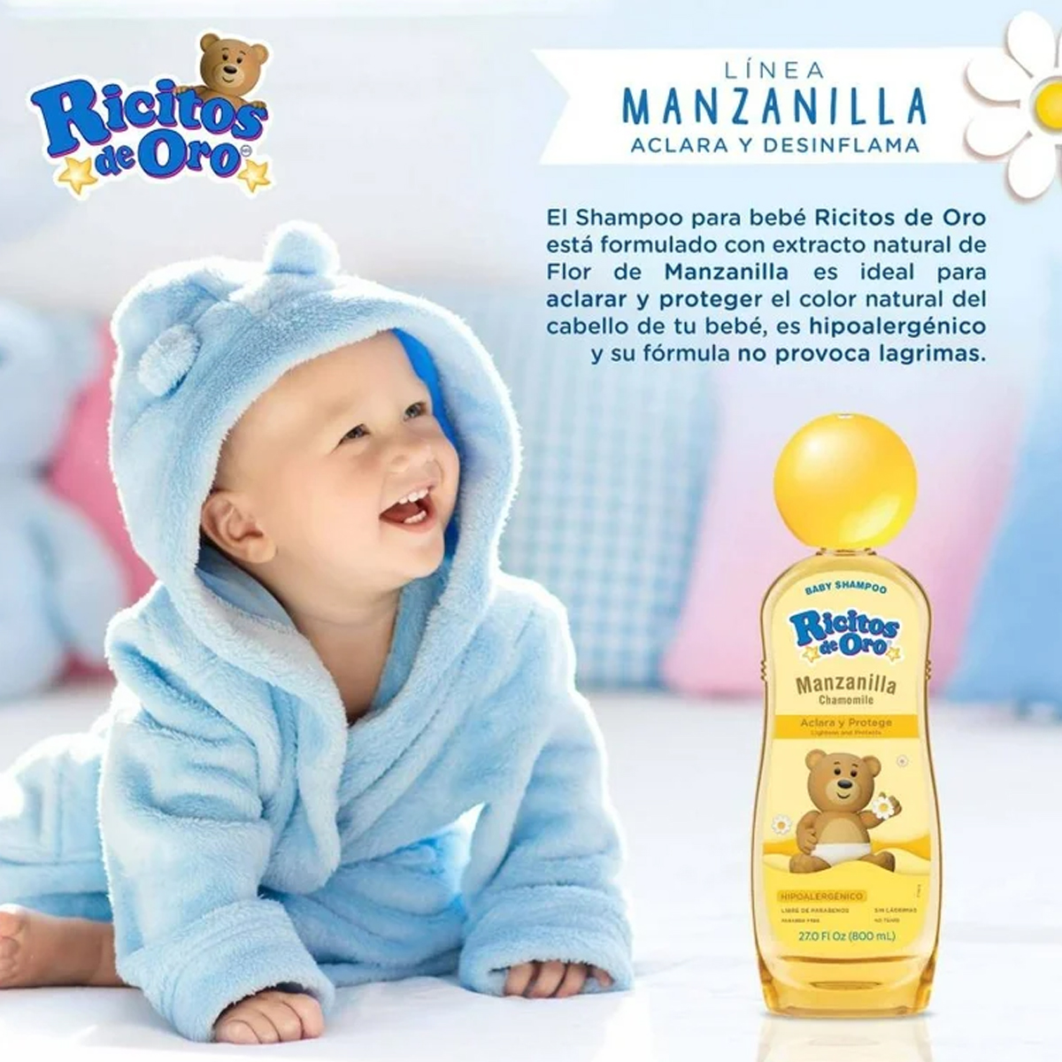 Shampoo Hipoalergénico Ricitos De Oro Manzanilla 800ml