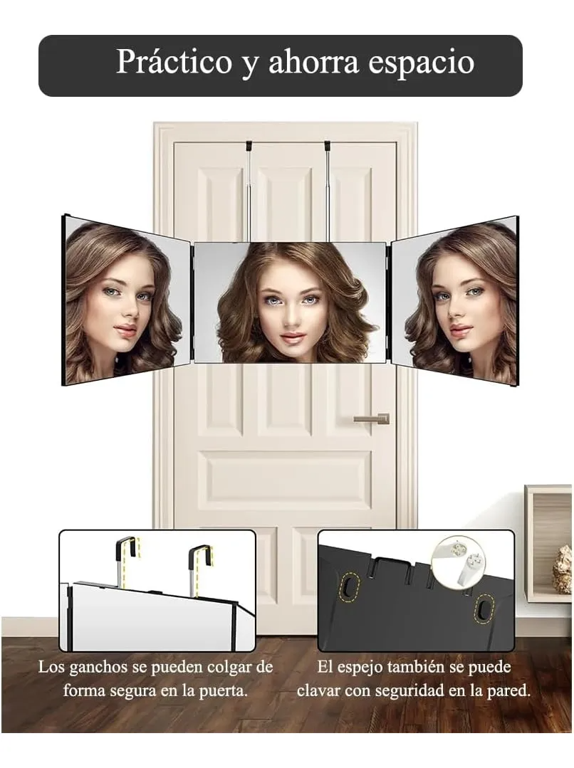 Espejo Tríptico 360 Grados Para Corte De Pelo Estilo