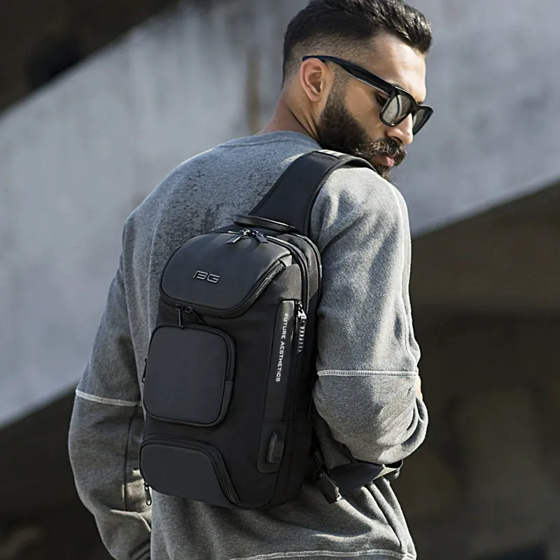 Backpack For Men Crossbody Shoulder Bags Waterproof Sling Chest Bag With Usb Port Color Negro 02