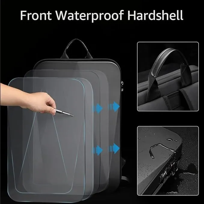 Mochila Antirrobo De Carcasa Dura, Expandible, Impermeable, Para Laptop De 15.6 Pulgadas Con Puerto De Carga Usb, Bloqueo Tsa, Mochila Rígida Negocios.