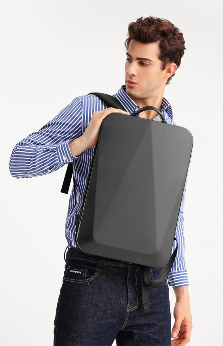 Mochila Antirrobo De Carcasa Dura, Expandible, Impermeable, Para Laptop De 15.6 Pulgadas Con Puerto De Carga Usb, Bloqueo Tsa, Mochila Rígida Negocios.