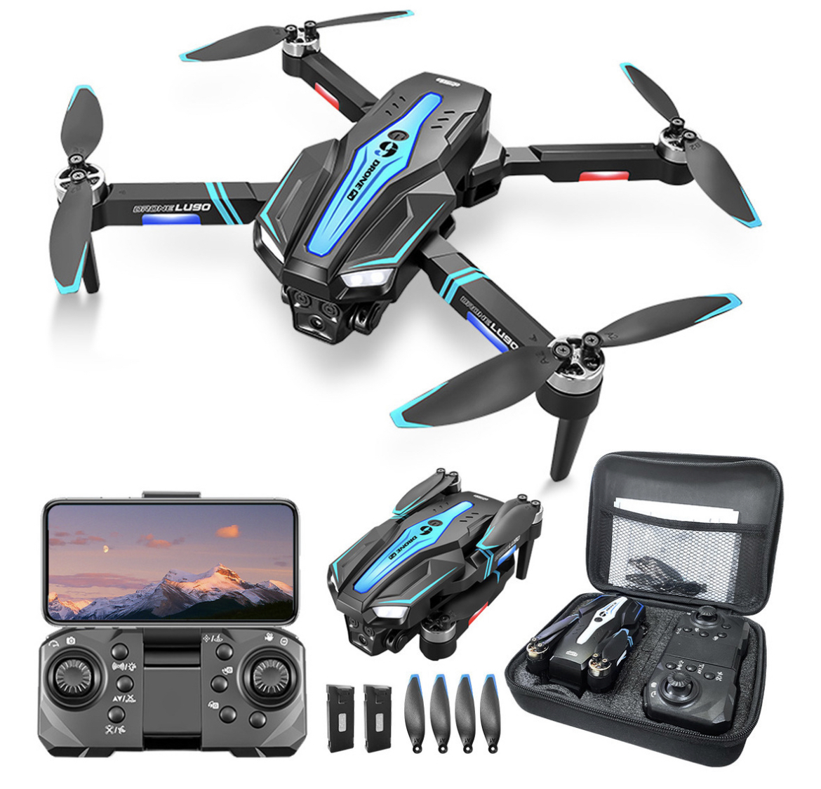 Drone Mini Ourlife Lu90 4k Motor Confiable 2 Baterías Azul