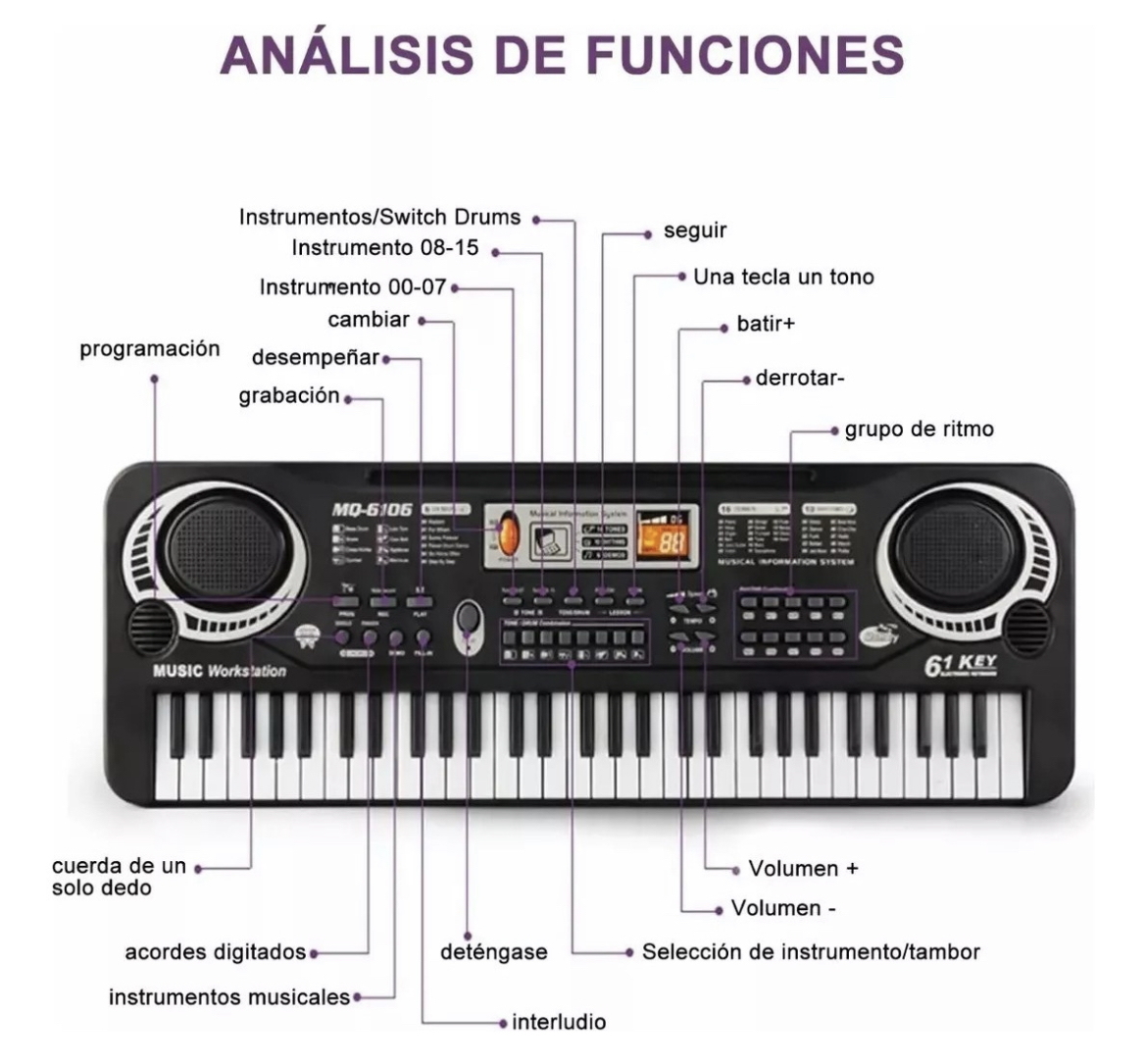 Teclado Piano Digital 61 Teclados Piano Para Niños Con Micrófono,teclados Musicales