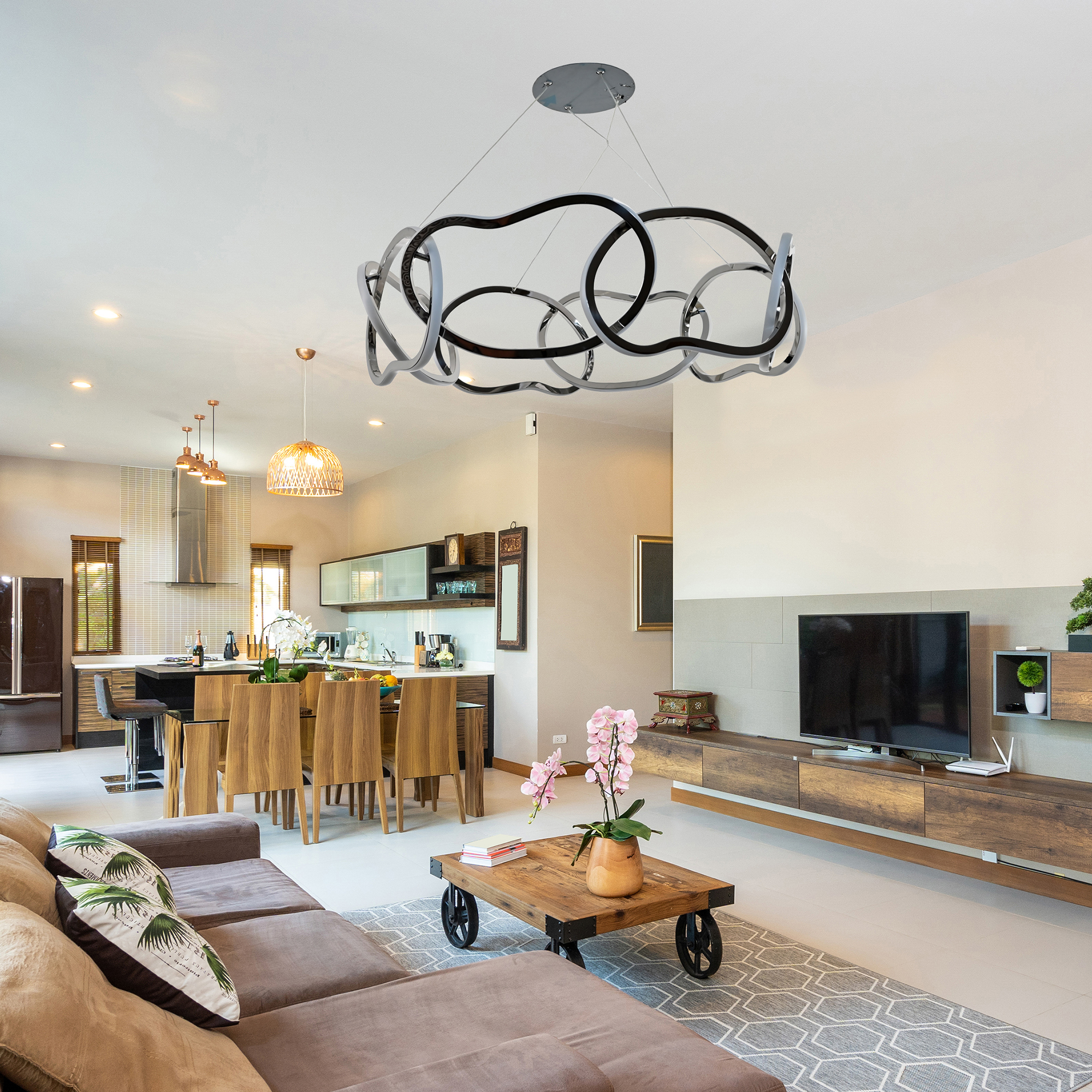 Candil Led Aros Redondo Cromo