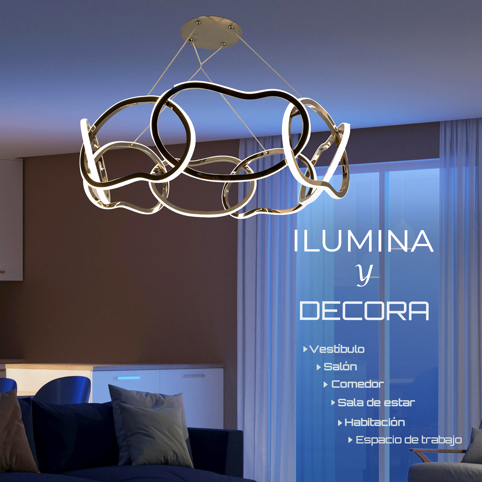 Candil Led Aros Redondo Cromo