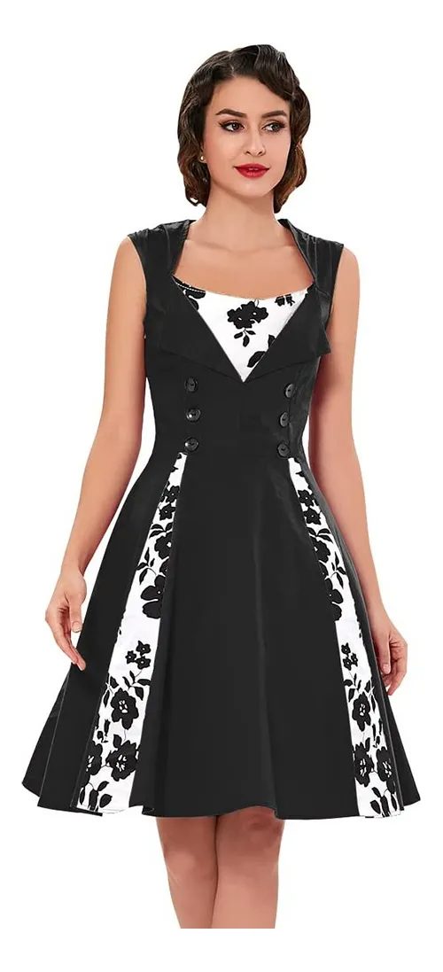 Naikan® Vestido Vintage Sin Mangas Vestido De Cuadros.