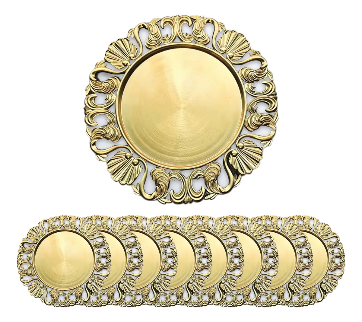 25 Plato Base,plato Base Dorado,para Boda,decoración De Mesa