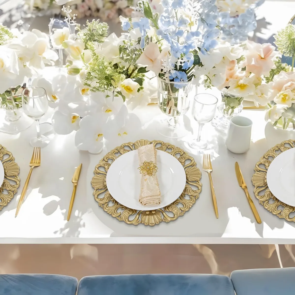 25 Plato Base,plato Base Dorado,para Boda,decoración De Mesa