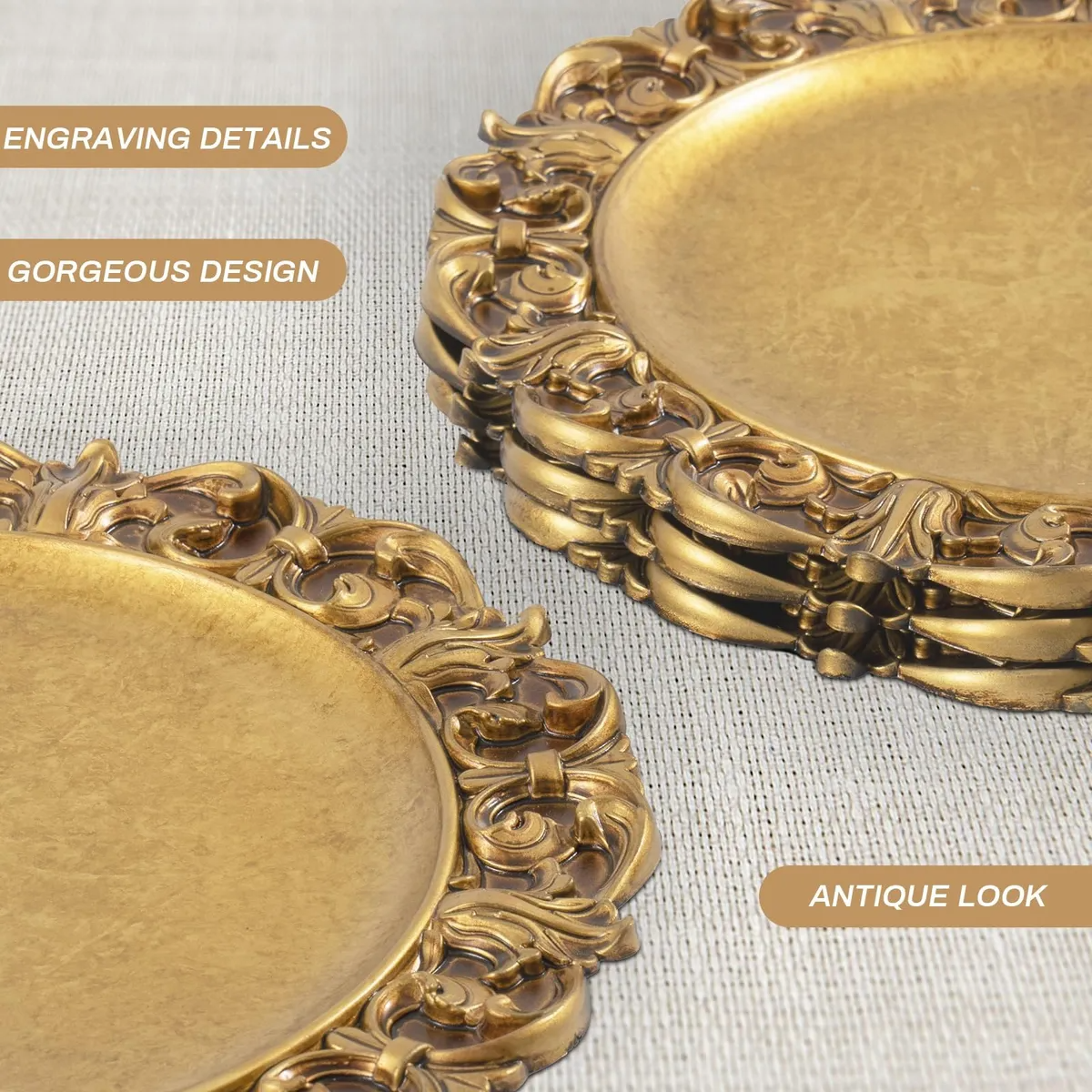 25 Plato Base,plato Base Dorado,para Boda,decoración De Mesa