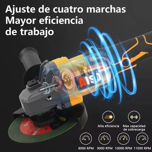Also New 2 Baterías 125mm Kit De Amoladora Inalámbrica 800w Pulidoras Mini Grinder Cordless Grinder Amarillo