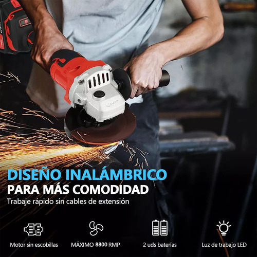 Alsonew 125mm Esmeriladora Angular Inalámbrica Amoladora Corte 2300w 2 Baterías +accesorio