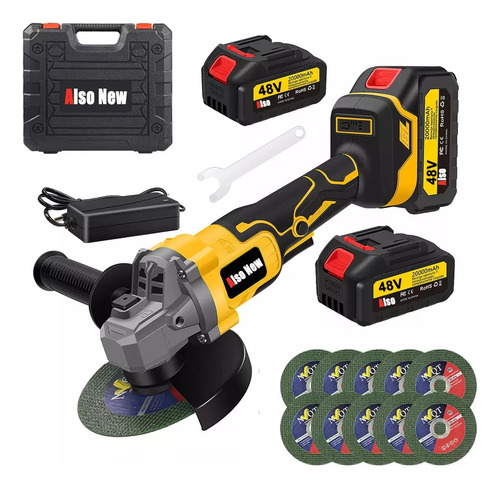 Also New 2 Baterías 125mm Kit De Amoladora Inalámbrica 800w Pulidoras Mini Grinder Cordless Grinder Amarillo