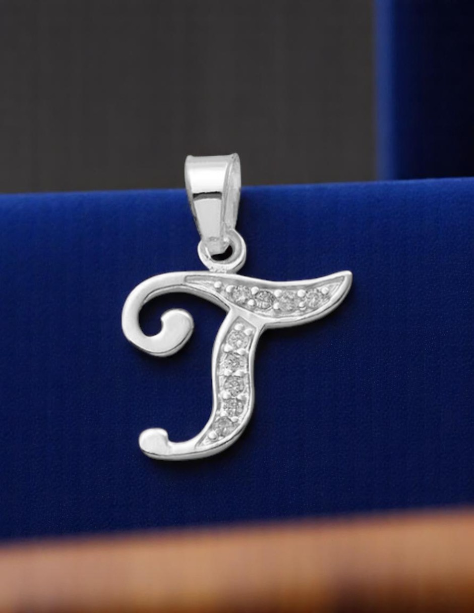 Dije Inicial Letra T en Plata .925