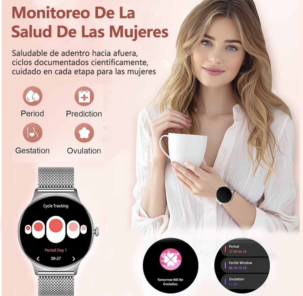 Reloj Inteligente Mujer Amoled 6,8 Mm Ultrafino Smartwatch