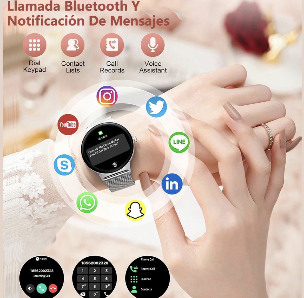 Reloj Inteligente Mujer Amoled 6,8 Mm Ultrafino Smartwatch