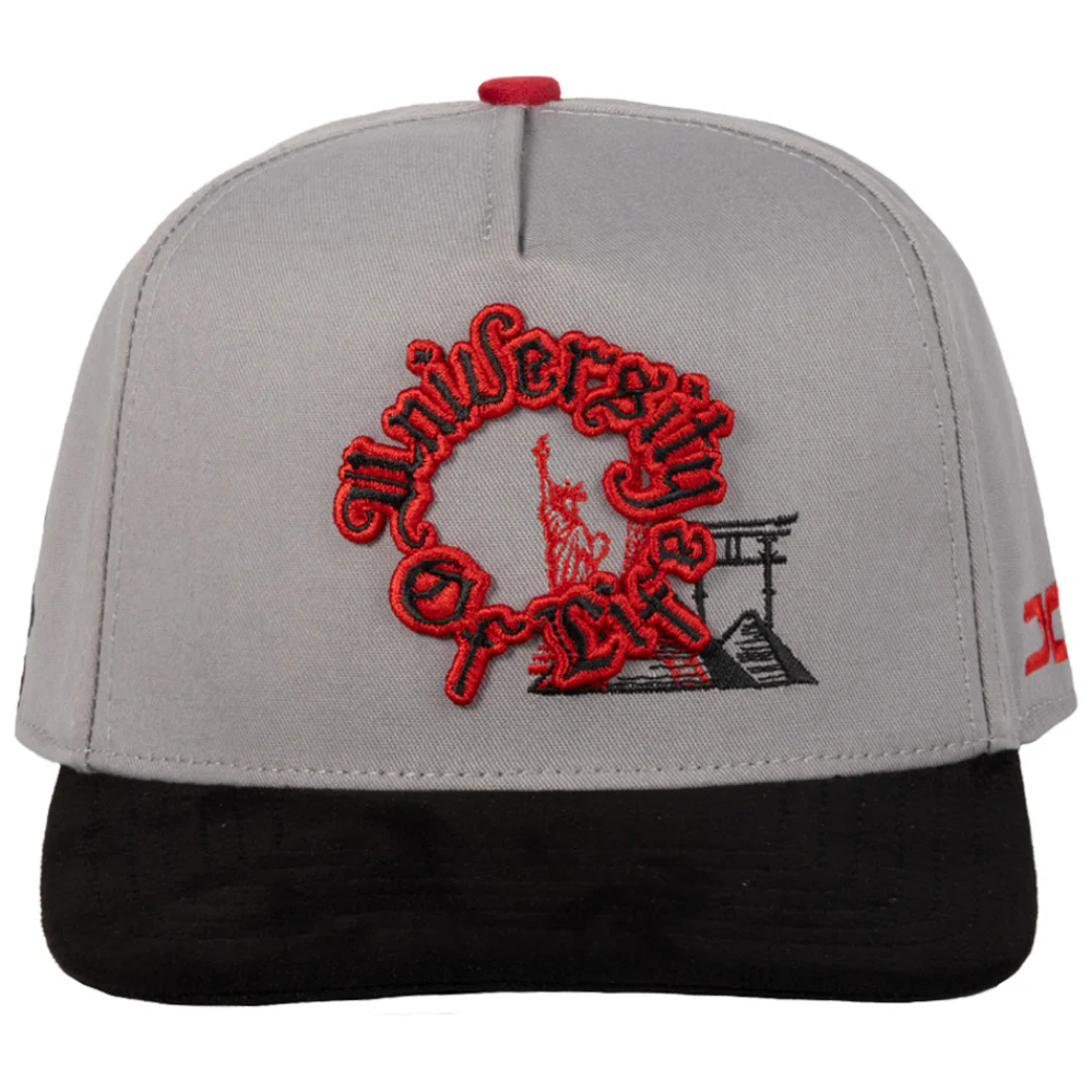 Gorra Jc Hats University Of Life Gris-Negro Plana Ajustable 002897