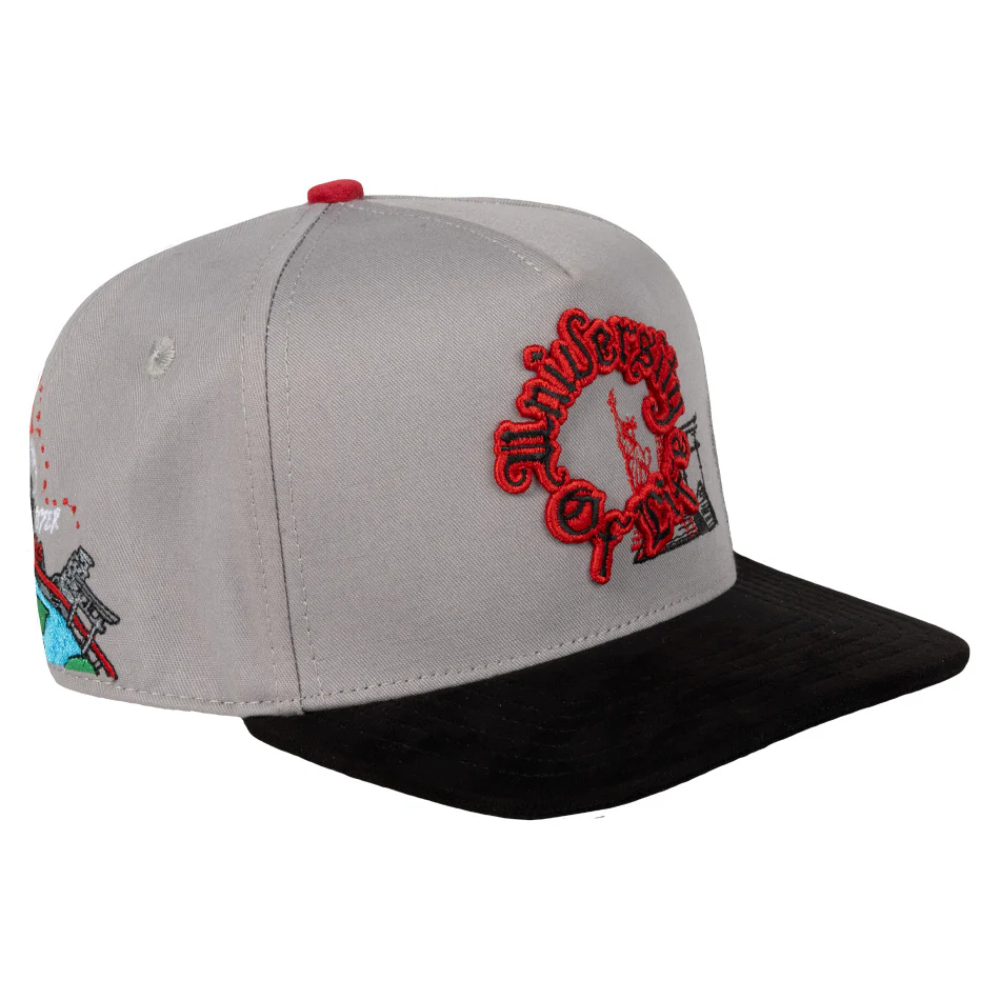 Gorra Jc Hats University Of Life Gris-Negro Plana Ajustable 002897