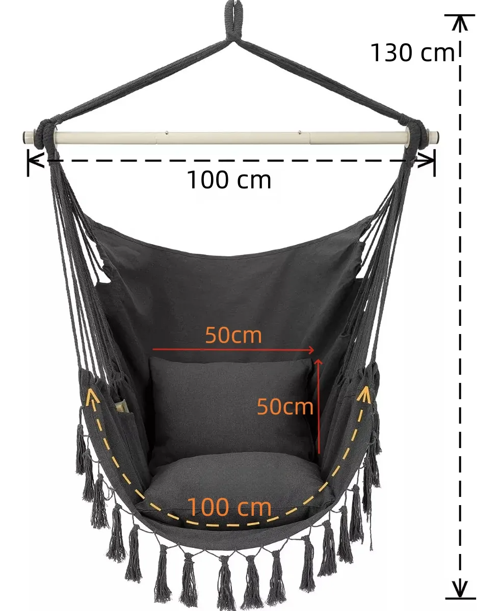 Silla Hamaca Colgante En Columpio +kit Instalación +2 Cojín