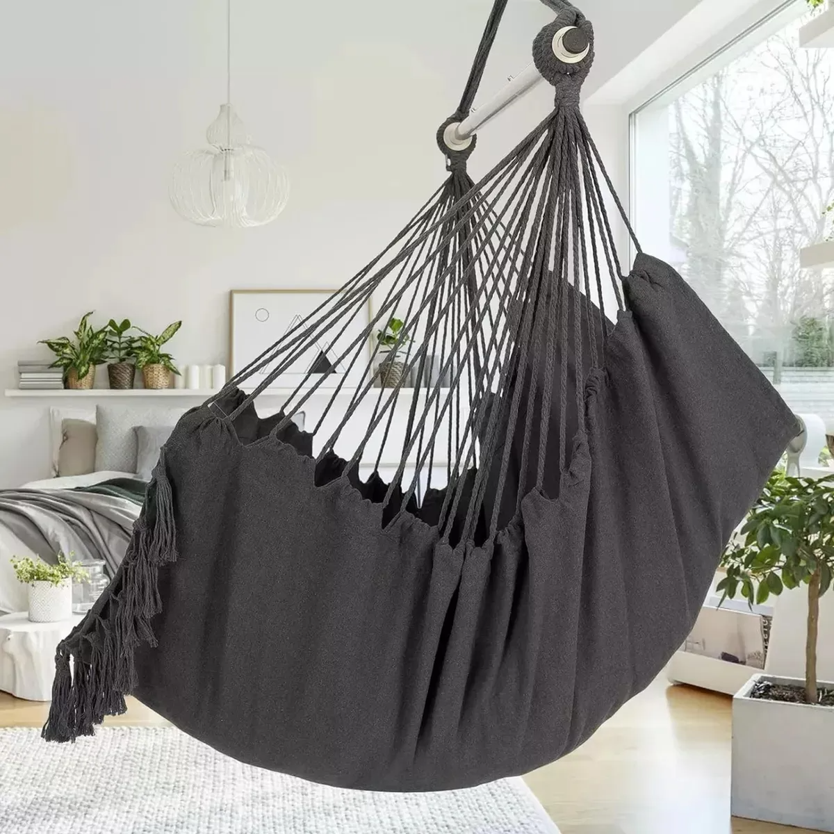 Silla Hamaca Colgante En Columpio +kit Instalación +2 Cojín