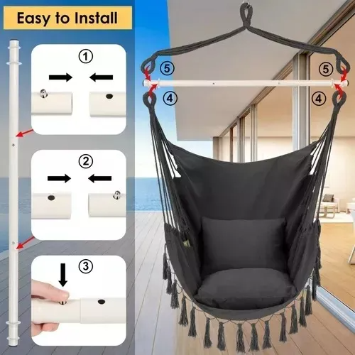 Silla Hamaca Colgante En Columpio +kit Instalación +2 Cojín