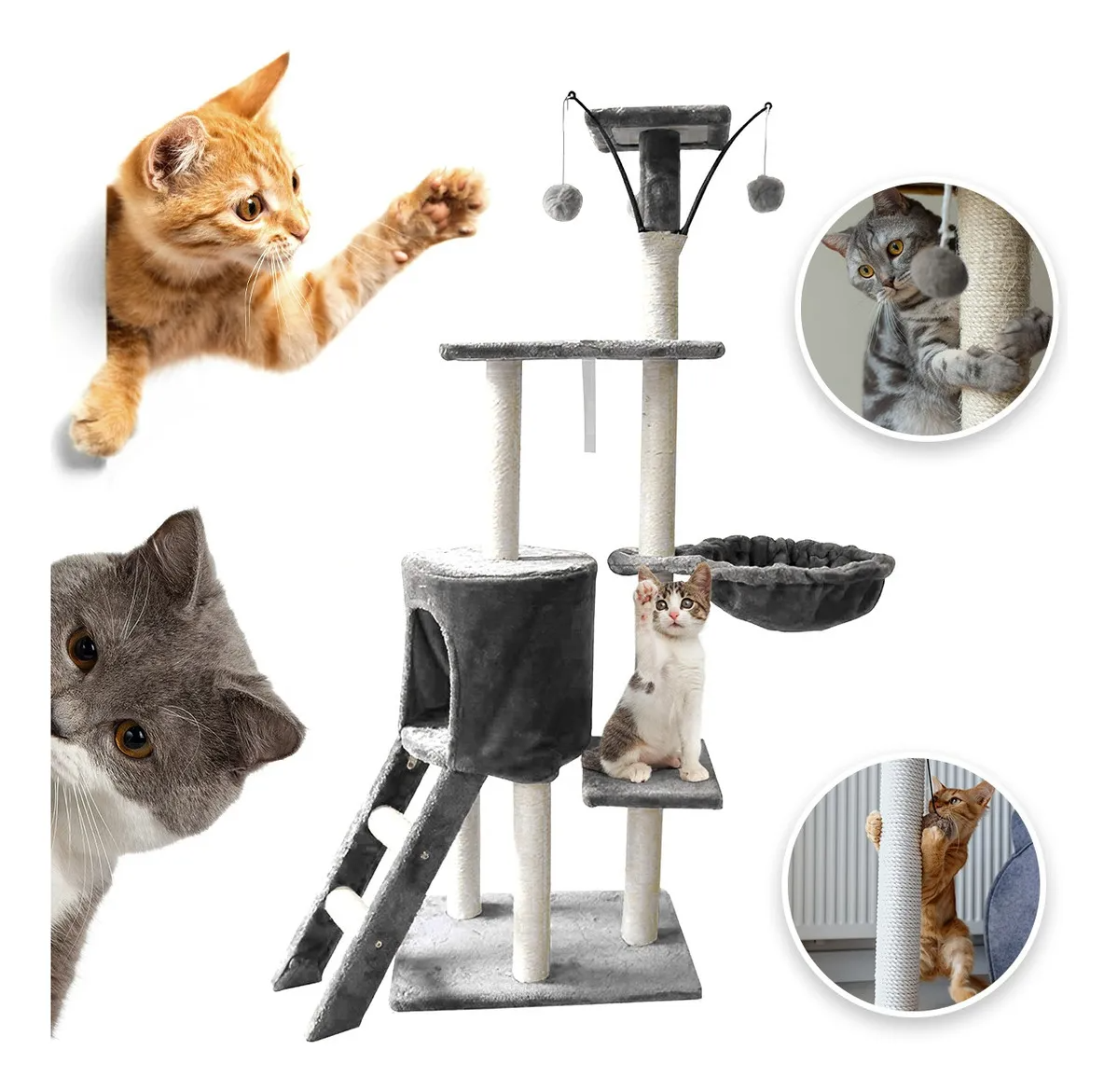 Torre Rascador Árbol para Gatos Color Gris