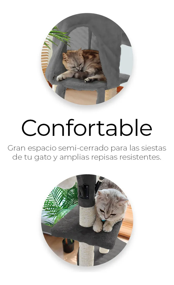 Torre Rascador Árbol para Gatos Color Gris