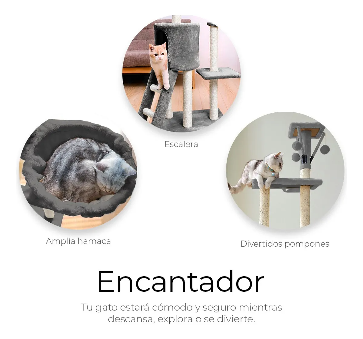 Torre Rascador Árbol para Gatos Color Gris